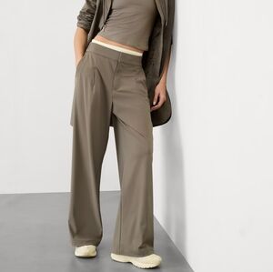 Athleta Pinnacle High Rise Taupe Wide-Leg Pants